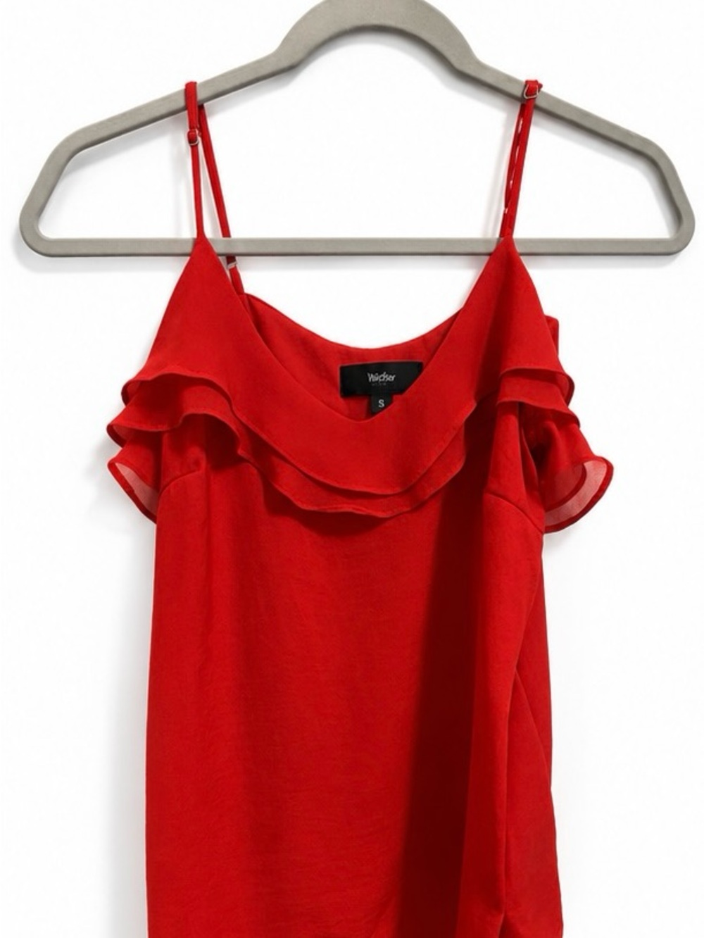 Mossimo Supply Co. Red Ruffle-Front Spaghetti Strap Cami